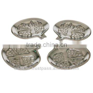 ROMA Snack Platter four peice set Indian aluminium artware gift metal tray