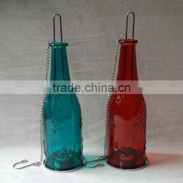 glass bottle tea light candle holder