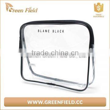 Promotion clear vinyl pvc zipper closure cosmetic bag makeup bag