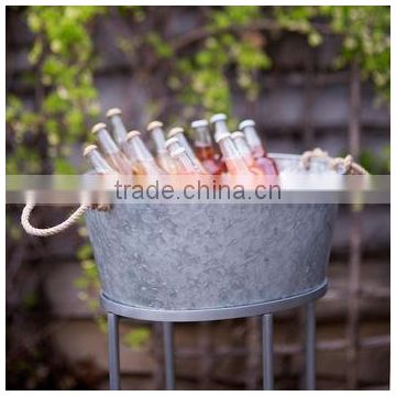 Galvanized Oval Party Tub ice bucket beer cooler | Galvanized Beverage Tub With Stand