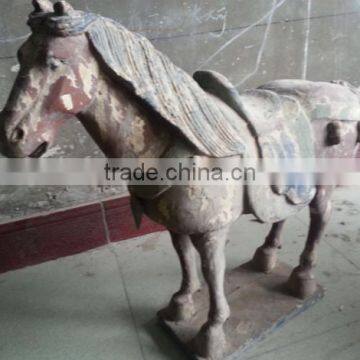 Carved Antique Imitation Wooden Horse Sculpture Home Hotel Decoration photo-2