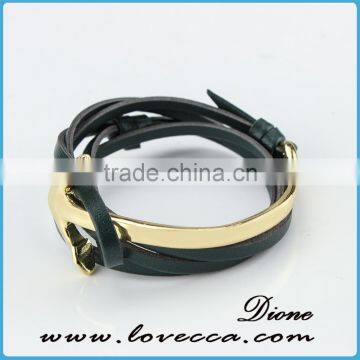 2017 Wholesale Leather Half Cuff Mens Anchor Bracelets photo-3