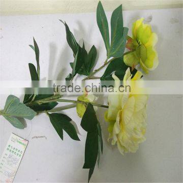 SJ20170054 Artificial Yellow Fabric Peony Flower for Indoor Decoration photo-2