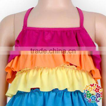 2017 Hot Sell Fashion Beach Wear Bikini Set Multicolor Ruffles Girls Swimwear Kids photo-5
