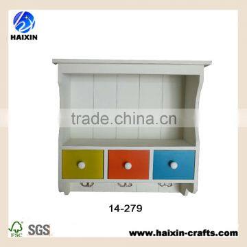 Kitchen Wall Hanging Cabinet Shelf with 3 Colorful Drawers