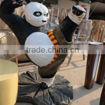 Outdoor fiberglass strong panda mascot figure