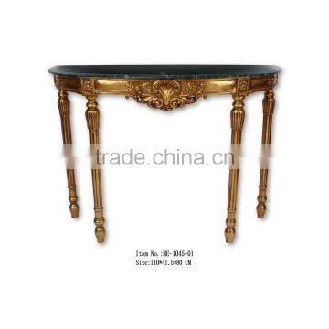 Hand Carved Living Room Furniture Small Size Console Table With Green Marble photo-6