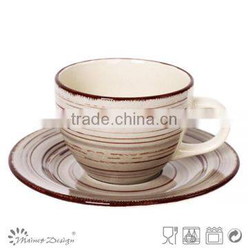 Cup Saucer silk screen high quality modern design top sale whloe sale with strips