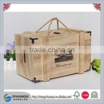 Military Style 6 bottle Paulownia wooden Wine Crate CN