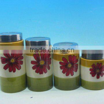 Hot sale 4pcs round colorful DeHua ceramic mason jar for food