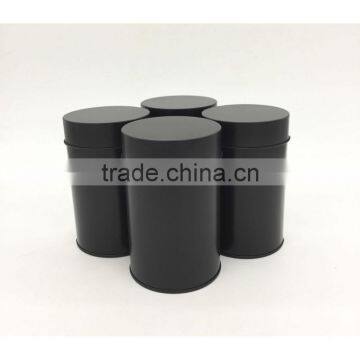 Plain Black Round Tea Tin Box With Inner Lid photo-3