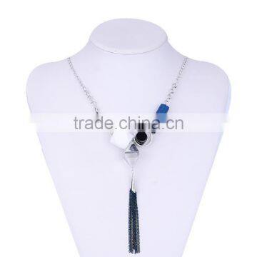 Assorted Geometric Beads Chain Necklace Long Chain Tassel Necklace