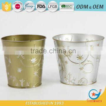 Factory Price Iron and Zinc Homeware Embossing Best Way to Water Plants in Pots Steel Pots Galvanized Flower Pot