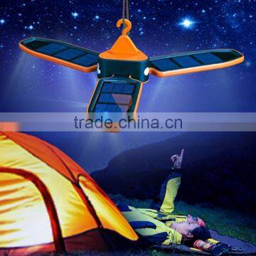 Cheap high quality outdoor highlight rechargeable battery hanging foldable emergency solar power camping light