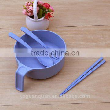 Yiwu High Quality New Product Customized Plastic Wheat Straw Rice Bowl With Fork,chopsticks and Spoon photo-5