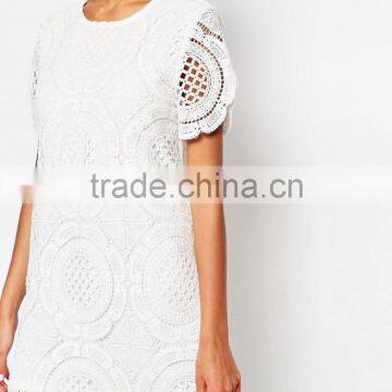 short sleeve lace cut fashion dress new design women casual dress