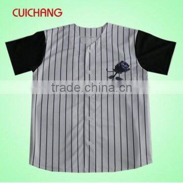 Blank baseball jersey white&stripe baseball jersey cc-053