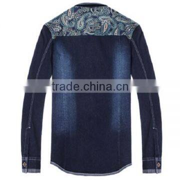 Latest Long Sleeve Jeans Shirt for Men With Printing ,combination Printing Men's Jeans Shirt,jeans Men Shirt for Wholesale photo-2