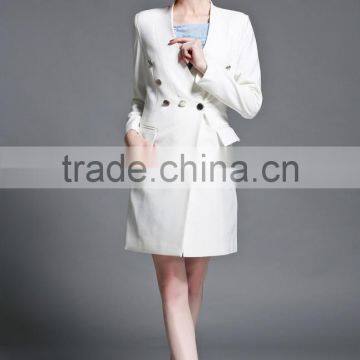 2016 Women Fashion Winter Wool Fabric Long Knee Length Coat for Girls photo-3