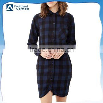 Beautiful woman's suit photo women with open legs ladies skirt and blouse stylish long sleeve yarn dyed flannel long shirt dress