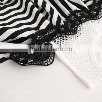 Wholesale Children Clothing Usa Girls White and Black Strip Blouse Design Patterns Back Neck photo-3