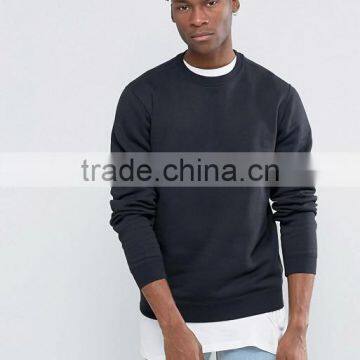 Custom Long Sleeve Crew Neck Without Hood Black Men's 80% Cotton 20% Polyester Casual Oversized Fit Fleece Sweatshirt