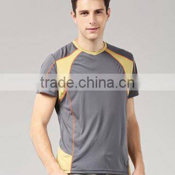 2017 Casual 100%polyester Micro v Neck Short Sleeve Mens t Shirt