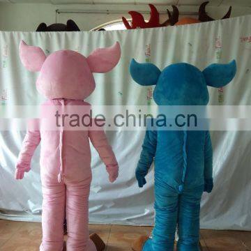 Advertising Adult Wearing Polyfoam Cute Blue and Pink Couple Pig Mascot Costume photo-3