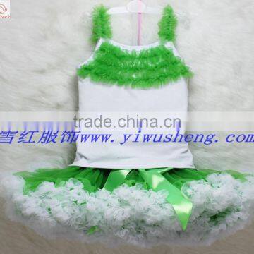 Newest Design Chiffon Nylon Tutu Skirt Full Fluffy Pettiskirt Set for Babay photo-4