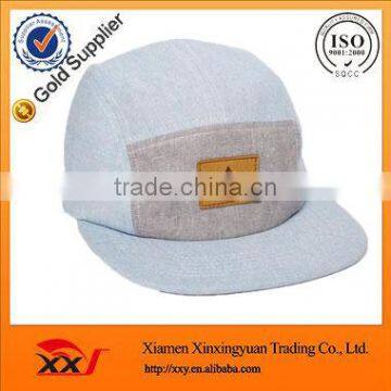custom 100% cotton fashion washed chambray flat cap design your own 5 panel hat cap