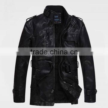 MSW0024 MSW0024 New men`s PU leather jacket in the long section of high-end men's coats