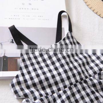 Wholesale Boutique Gingham Dress Fine Shoulder Straps Design A-word Frocks photo-3