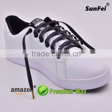 2017 Wide Flat Waxed Shoelaces - Black Wax Cotton Shoelaces - Custom Wax Sneaker Shoelaces - Amazon Supplier photo-6