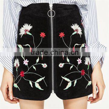 2017 OEM Spring Flowers-embroidered A Line Skirt With Metallic Details photo-4