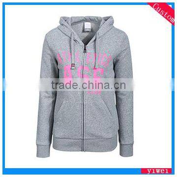 China custom women plain 65cotton 35polyester zip cheap hoody with hood