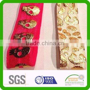 good stretch fold over metallic foil print elastic