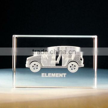 3D laser Cube engraved crystal car for gift