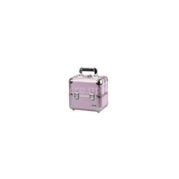 Pink Padded Aluminum Beauty Cases For Display , Purple Leather Panel