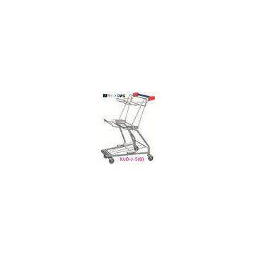 Two - Layer Zinc Plating Supermarket Shopping Basket Trolley For Grocery Store