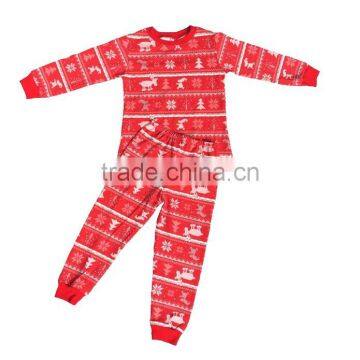 Newest kids christmas long sleeve elk printing sleepwear children's pajamas wholesale