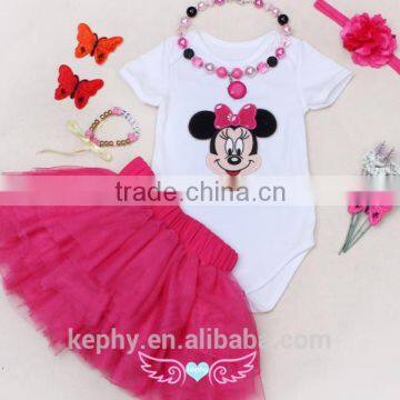 Baby Girl's First Birthday Outfit Boutique Cloth Wholesale Kids Hot Pink Tutu Skirt/dress Clothing Set photo-5