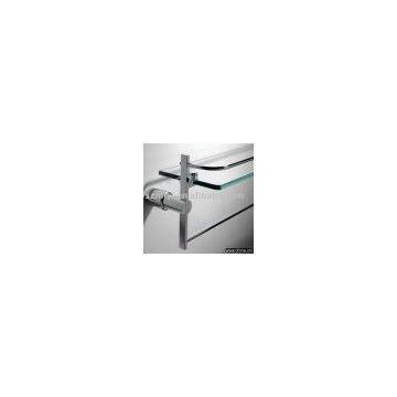 glass shelf with towel bar