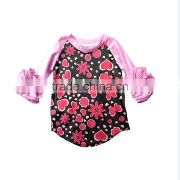 Boutique Children Feather Triple Ruffle Raglan Sleeve Baby Icing Raglan Shirts photo-4