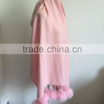 Baby Pink Cardigan Wholesale Pom Pom Tassel Fur Poncho Fur Cape 180cm*70cm photo-6