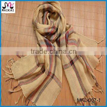 High quality 100% linen classic plaid men scarf