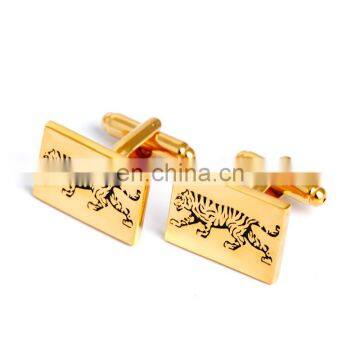 Gold Square Tiger Cufflinks Brand for Mens French Shirt photo-2