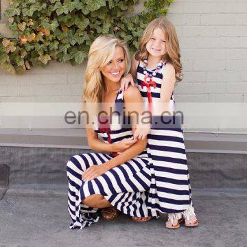 Girl's red print anchor maxi dresses,mommy print maxi dresses,mommy and me knit stripe maxi dresses