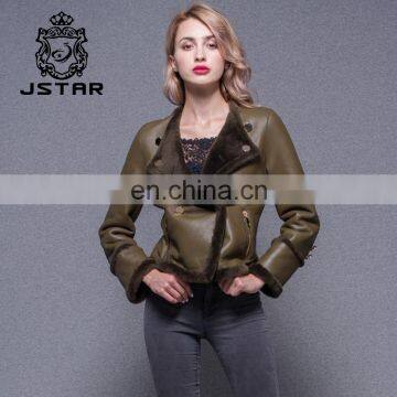 2017 Best New Design Lady Overcoat Women Lamb Leather Jacket photo-6