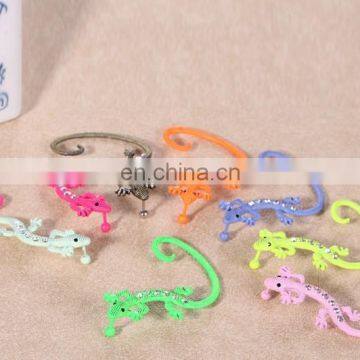 colorful animal shaped ear stud bar piercing jewelry in stainless steel with crystal on stock