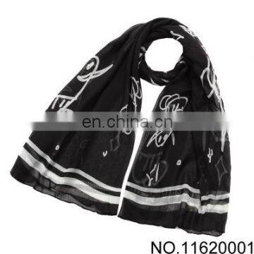 Black and white November 11, paragraph pattern Oriental family volie scarf